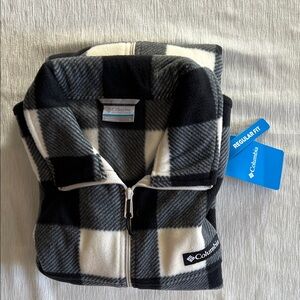 NWT Men’s Columbia Steens Mountain Black Plaid Fleece Jacket Size L